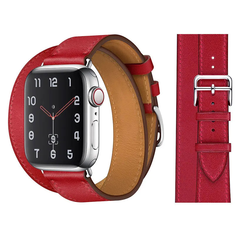 Genuine Leather Bracelet Strap For Apple Watch Band 45mm 49mm 41mm 44mm 42mm 40mm band iWatch Ultra/2 10 42/46mm 9 8 7 6 5 4 SE